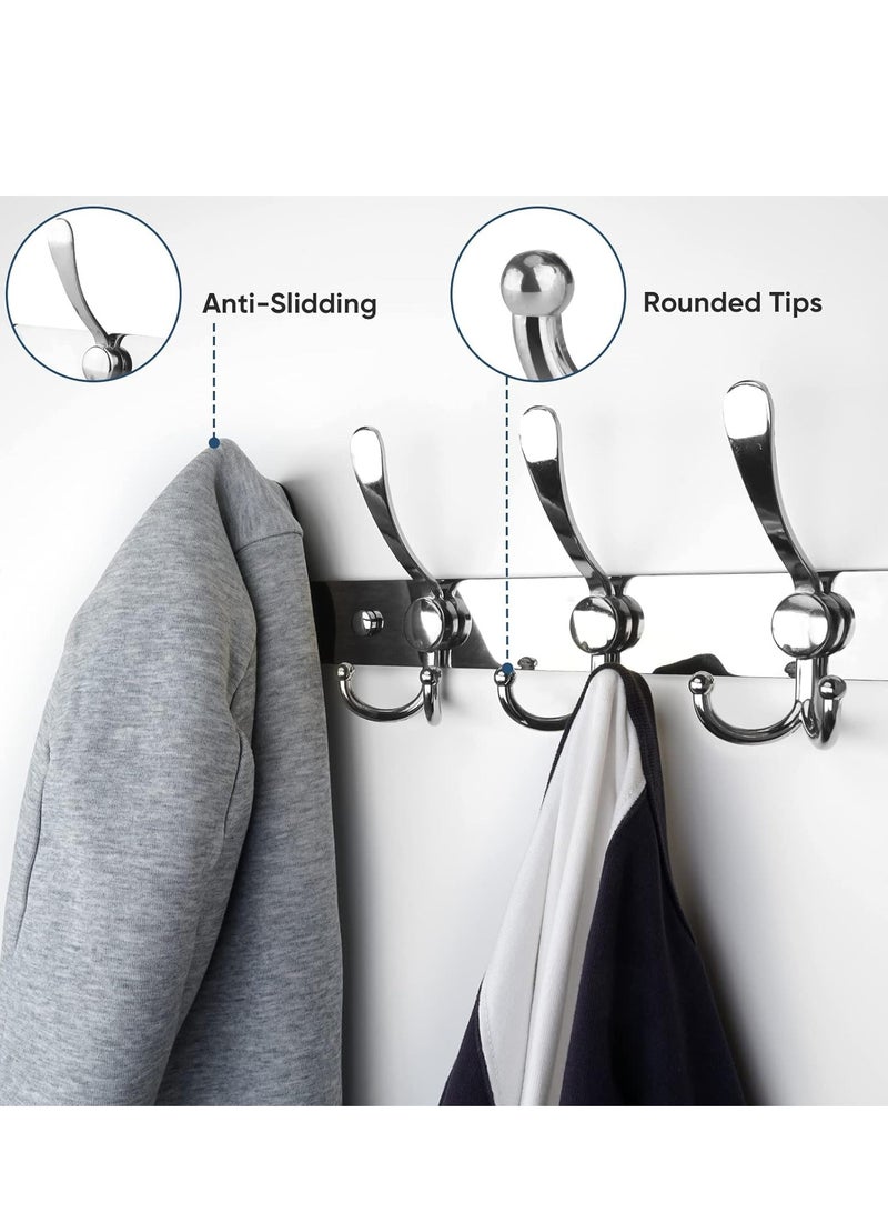 Wall Mounted Coat Rack, Five Heavy Duty Tri Hooks All Metal Construction for Jacket Coat Hat in Mudroom Entryway (silver, 1-Pack)  - Image 5