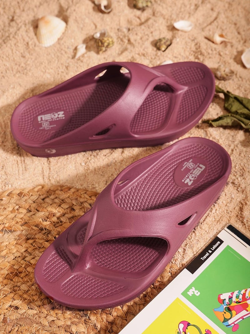 NEOZ Ultra Soft Women's Slippers with Cushion FootBed for Adult | Comfortable & Light Weight| Stylish & Anti-Skid| Waterproof & Everyday Flip Flops for Ladies/Girls, W-CLASSIC-CRANBERRY_8 - Image 2