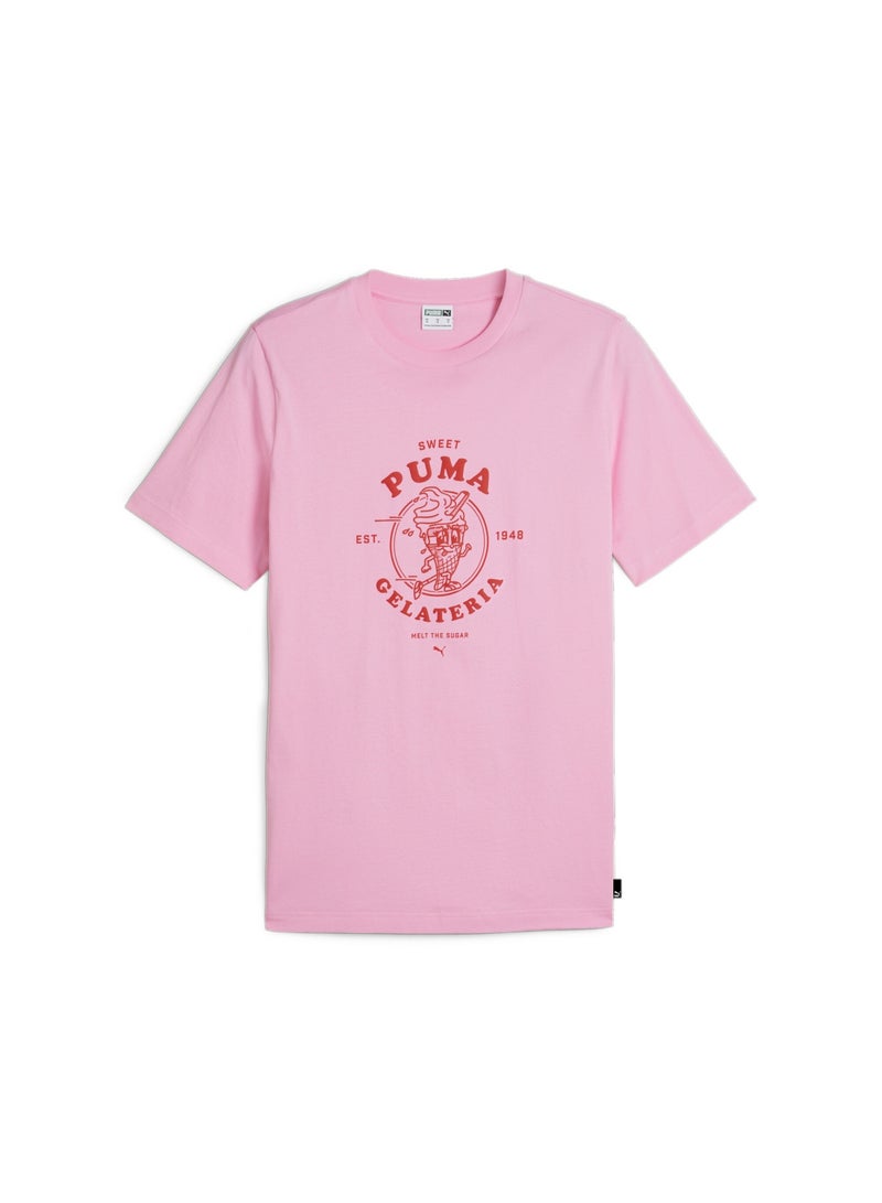 PUMA GRAPHICS GELATERIA Mens Pink T-shirt - Image 1