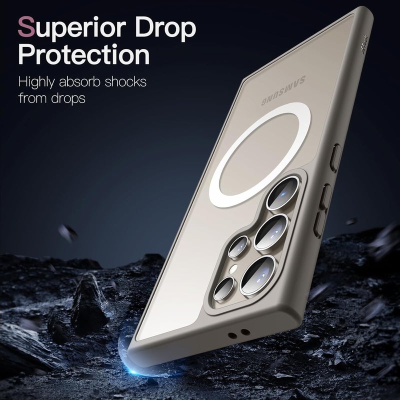 جي تيك حافظة مغناطيسية من JETech لهاتف Samsung Galaxy S24 Ultra 5G، متوافقة مع MagSafe، ظهر شفاف غير لامع مقاوم للصدمات (رمادي تيتانيوم) - Image 5