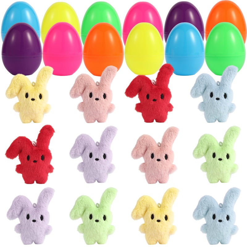 CHHOEAV 12PCS Easter Eggs with Plush Bunny Toys, Cute Stuffed Bunnies, Easter Basket Stuffers for Boys Girls, Easter Egg Fillers Party Favors Gifts for Kids Teens - Image 1