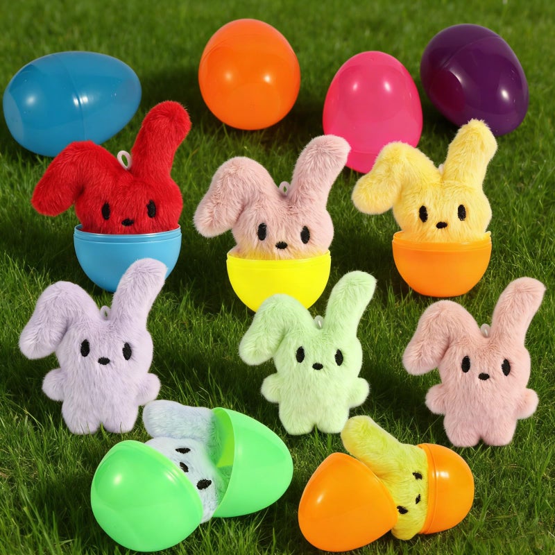 CHHOEAV 12PCS Easter Eggs with Plush Bunny Toys, Cute Stuffed Bunnies, Easter Basket Stuffers for Boys Girls, Easter Egg Fillers Party Favors Gifts for Kids Teens - Image 5