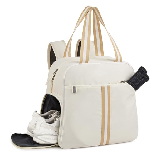 G4Free Pickleball Bag Pickleball Backpack for Women Men Tote Bag with Shoe Compartment Waterproof PocketIvory - Image 1