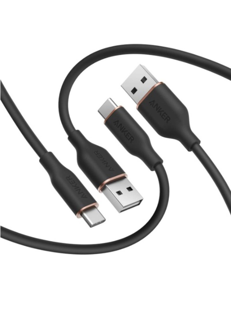 Anker Anker Zolo USB C Charger Block, 4-Port Wall Adapter with 50W Max Output, 2 USB-C and 2 USB-A, Compact and Stable, For iPhone 17/16/15/14Series, iPad, Galaxy S26/25/24, and More (Black） black & Anker Type C Cable,USB A to USB C Flow Cord, Fast Charging for iPhone 17/16/15/14 or Max Plus, MacBook Pro/Air, Samsung, Huawei, Xiaomi, Vivo, Oppo and More (1.8M, Black,2-pack,15W) Black Bundle - Image 3