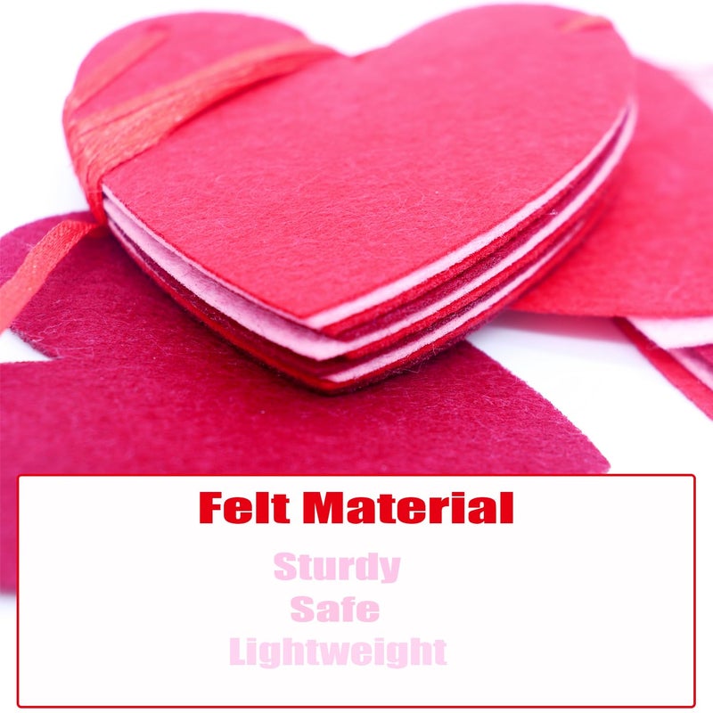 HOXBUR 8 Strings Valentines Day Decorations, 80Pcs Pre-Installed Red Felt Heart Decorations Banner for Valentines Day Wedding Birthday Party - Image 4