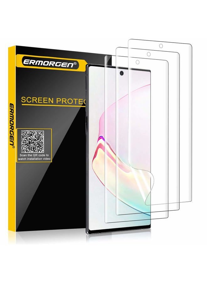 Ermorgen (3 Pack) TPU Screen Protector Compatible For Samsung Galaxy Note 10 Plus 10+ 5G (2019) High Definition Edge to Edge HD (Full Coverage), Anti-Scratch (Lifetime Replacement Warranty) - Image 1