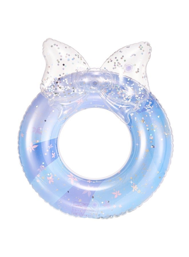 general Shinohara Children's Swimming Ring For Boys And Girls Purple Rabbit Seat Ring Baby Thickened Inflatable Swimming Ring With Handle-Inside Diameter After Inflation:70#Blue-star Fantasy Bow Swimming Ri - Image 1