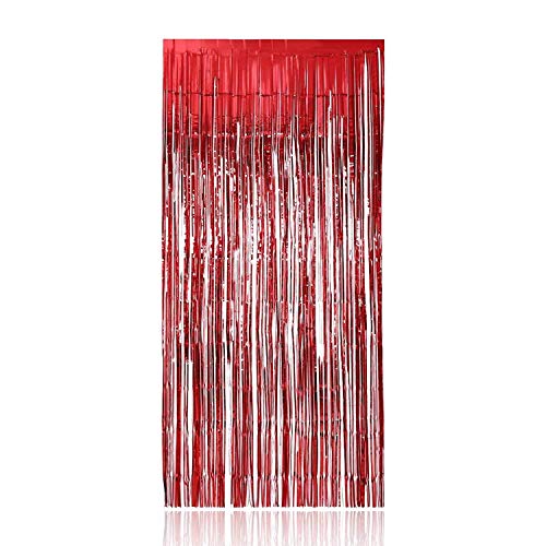 flavouredlove Foil Fringe Curtain(s) 3x6 Feet for Birthday, Anniversaries, Graduation, Retirement, Baby Shower Decoration (Pack of 1, Red) - Image 1