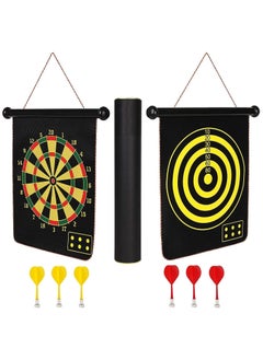 QSHOP Magnetic Dart Board for Kids, Double Sided Dart Board Game Set, Indoor Outdoor Dart Board Game with 6pcs Safe Magnetic Darts  - Image 1