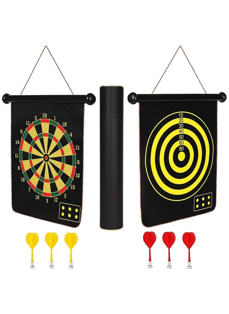 QSHOP - Magnetic Dart Board for Kids, Double Sided Dart Board Game Set, Indoor Outdoor Dart Board Game with 6pcs Safe Magnetic Darts - Image 1