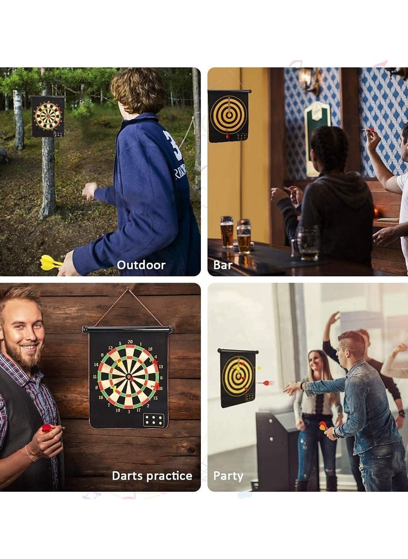 QSHOP - Magnetic Dart Board for Kids, Double Sided Dart Board Game Set, Indoor Outdoor Dart Board Game with 6pcs Safe Magnetic Darts - Image 1