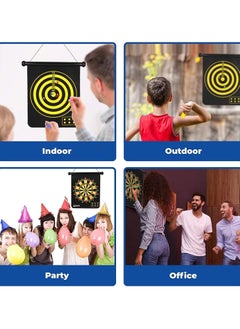 QSHOP Magnetic Dart Board for Kids, Double Sided Dart Board Game Set, Indoor Outdoor Dart Board Game with 6pcs Safe Magnetic Darts  - Image 5