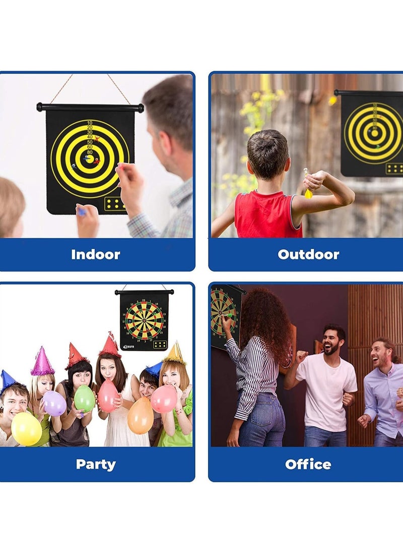 QSHOP - Magnetic Dart Board for Kids, Double Sided Dart Board Game Set, Indoor Outdoor Dart Board Game with 6pcs Safe Magnetic Darts - Image 1