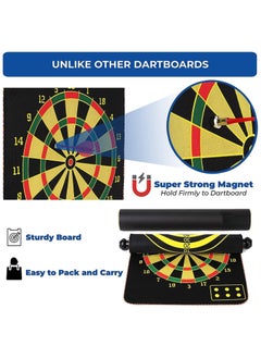 QSHOP Magnetic Dart Board for Kids, Double Sided Dart Board Game Set, Indoor Outdoor Dart Board Game with 6pcs Safe Magnetic Darts  - Image 4