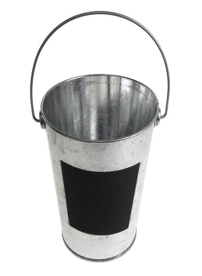 Homeford Galvanized Metal Bucket with Chalkboard Label, Silver (5-1/2-Inch)