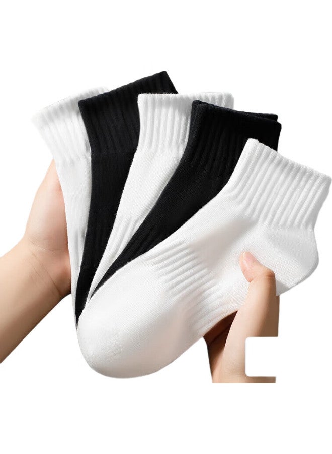 As plant Like Plant Men'S Socks, Summer Short Socks, 100% Pure Cotton, Antibacterial, Odor-Resistant, Sweat-Absorbing, Breathable, Seamless, Wear-Resistant, Black And White Mid-Calf Socks - Image 3