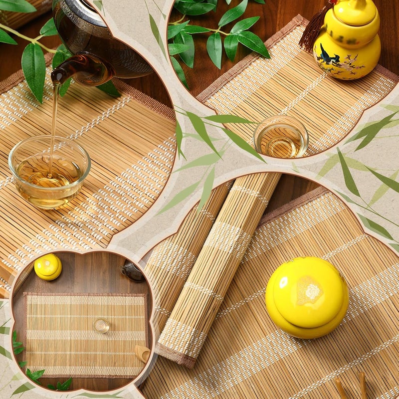 Pickmesh Bamboo Table Mats Set of 8 18 x 12 Bamboo Table Mats Set Natural AntiSlip Placemats for Dining Table Room and Kitchen - Image 4