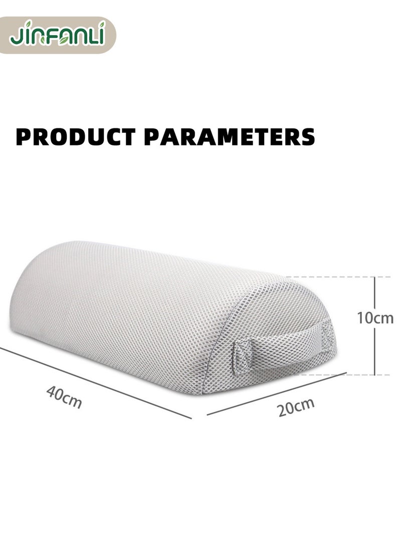 جين فان ل أنا وسادة مسند قدمين أسفل المكتب في المكتب أو المنزل، مسند قدمين مريح من إسفنج الذاكرة لتخفيف آلام باطن القدم والكاحل والساق (قماش رمادي-أبيض مانع للانزلاق) - Image 2