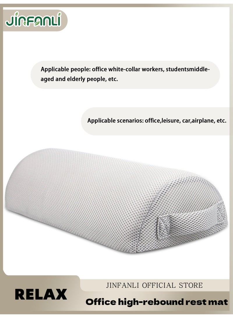 جين فان ل أنا وسادة مسند قدمين أسفل المكتب في المكتب أو المنزل، مسند قدمين مريح من إسفنج الذاكرة لتخفيف آلام باطن القدم والكاحل والساق (قماش رمادي-أبيض مانع للانزلاق) - Image 1