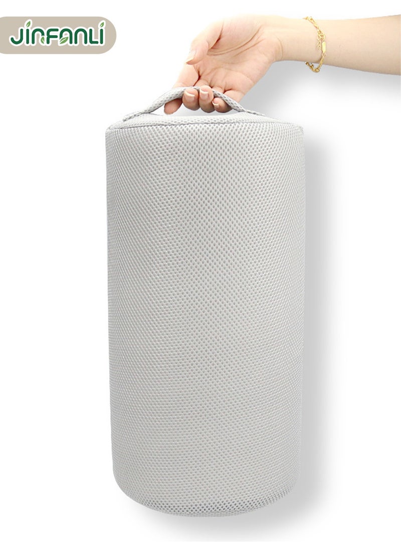 جين فان ل أنا وسادة مسند قدمين أسفل المكتب في المكتب أو المنزل، مسند قدمين مريح من إسفنج الذاكرة لتخفيف آلام باطن القدم والكاحل والساق (قماش رمادي-أبيض مانع للانزلاق) - Image 4