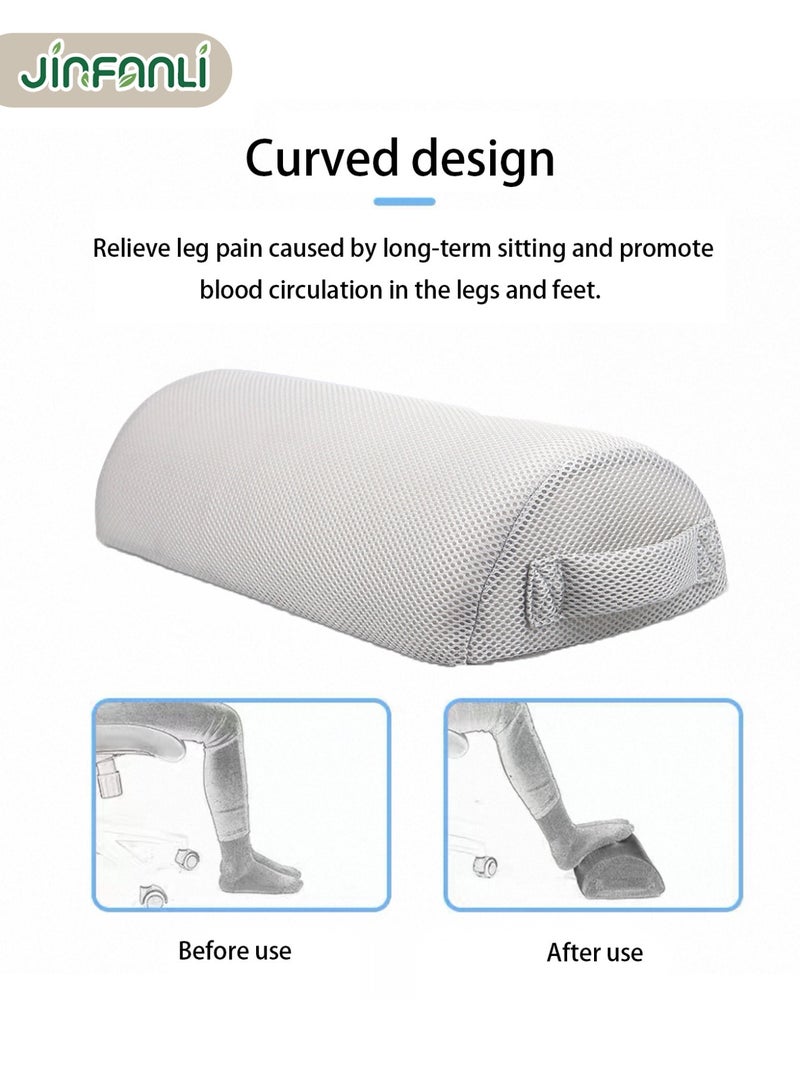 جين فان ل أنا وسادة مسند قدمين أسفل المكتب في المكتب أو المنزل، مسند قدمين مريح من إسفنج الذاكرة لتخفيف آلام باطن القدم والكاحل والساق (قماش رمادي-أبيض مانع للانزلاق) - Image 3