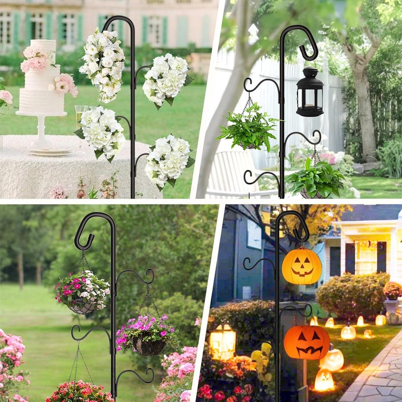 Bamworld 61 Inch Shepherds Hook for Outdoor, 5 Prong Heavy Duty Bird Feeder Pole Stand with Adjustable Hooks for Hanging Plants, Wind Chimes, Garden Decor - Image 2