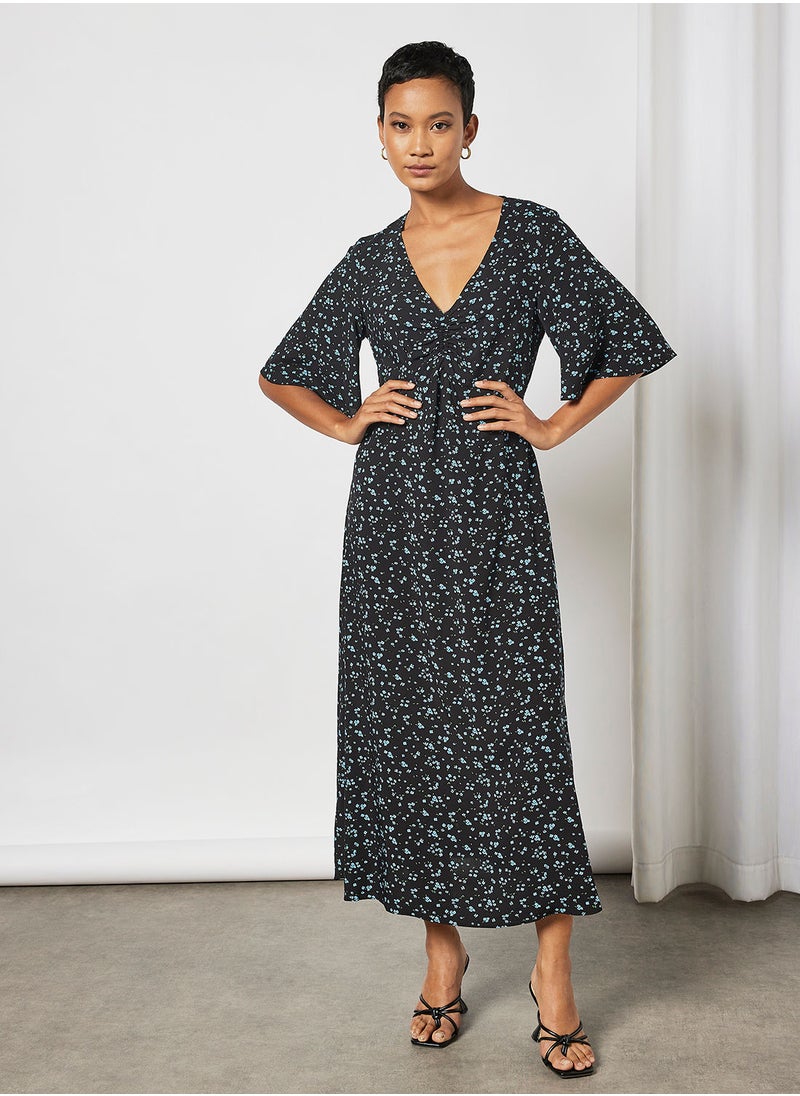 MANGO - Printed Ruched Maxi Dress - Image 1