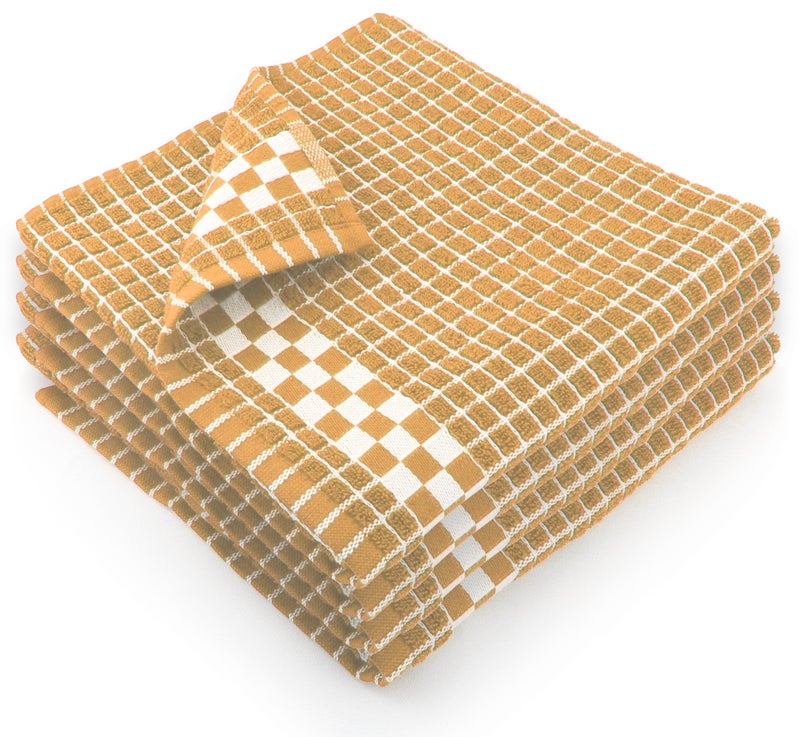 Fecido Classic Dark Kitchen Dish Towels with Hanging Loop  Heavy Duty Absorbent Dish Clothes  European Made 100 Cotton Tea Towels  Set of 4 Beige
