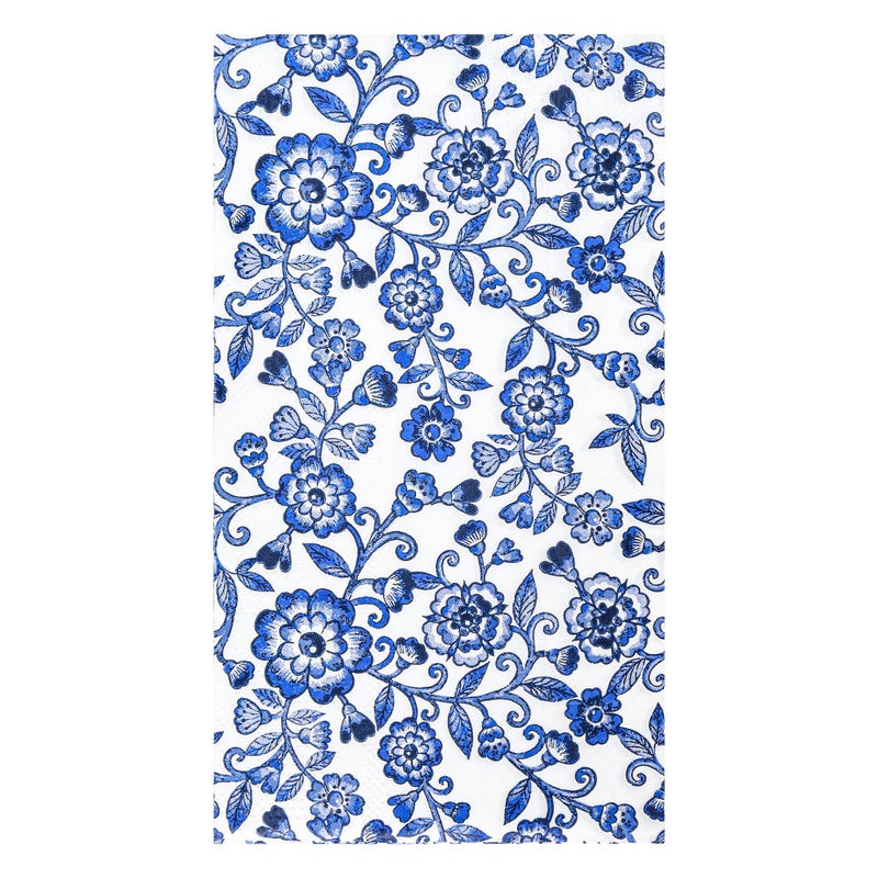 AimFun Blue Floral Guest Napkins Disposable Blue and White Hand Towels Decorative Watercolor Spring Flowers 3 Ply Paper Napkins for Bathroom Toilet Powder Room Dinner Christmas Party Supplies (100) - Image 1