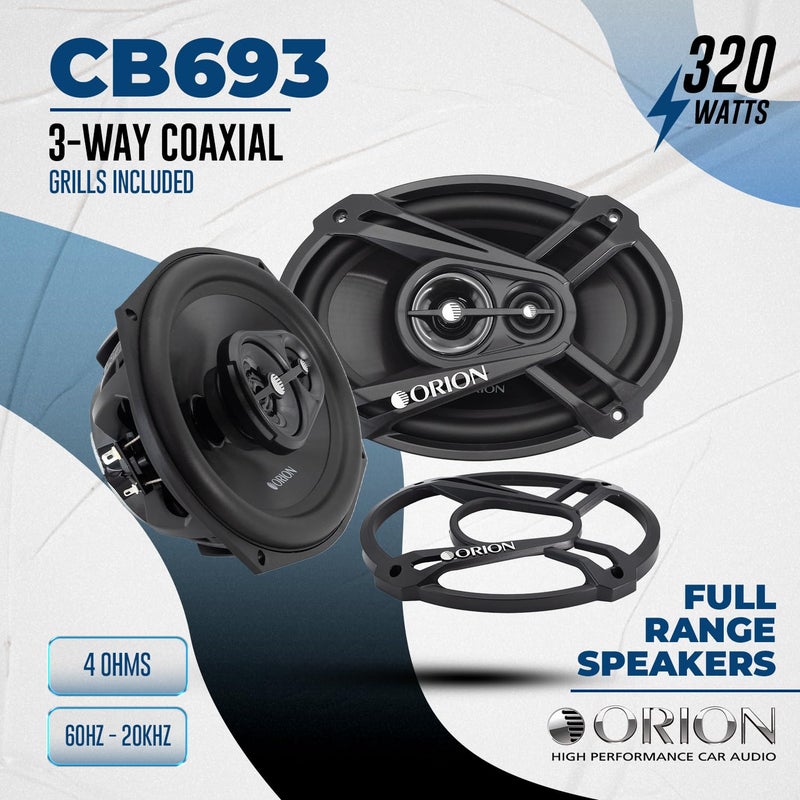 ORION Cobalt Series CB693 6x9â€ 3-Way Coaxial Car Speakers, 320W, 4 Ohms, Full Range, Enhanced Bass, Polypropylene Cone & Butyl Rubber Surround, Easy Install, Grills Included (Pair) - Image 2