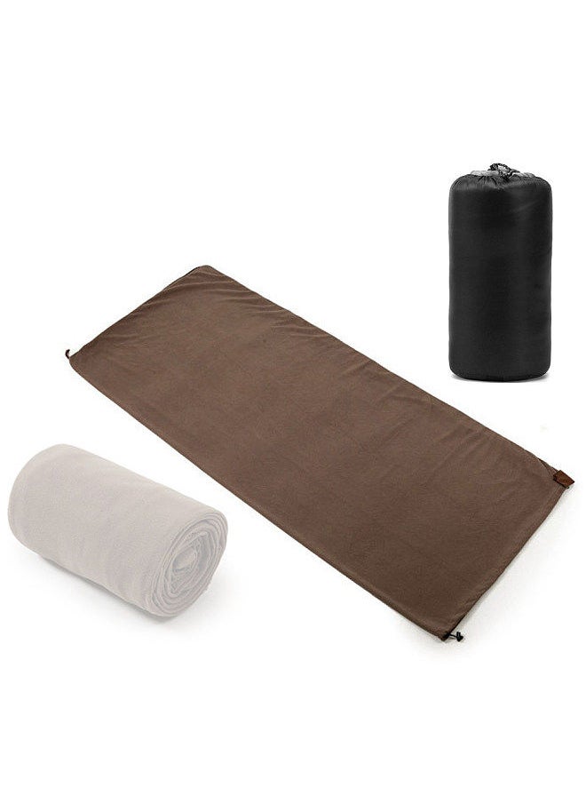 Generic Outdoor Sleeping Bags Portable Emergency Sleeping Bag Light-weight Fleece Sleeping Bag for Camping Travel Hiking Coffee Colour  - Image 1