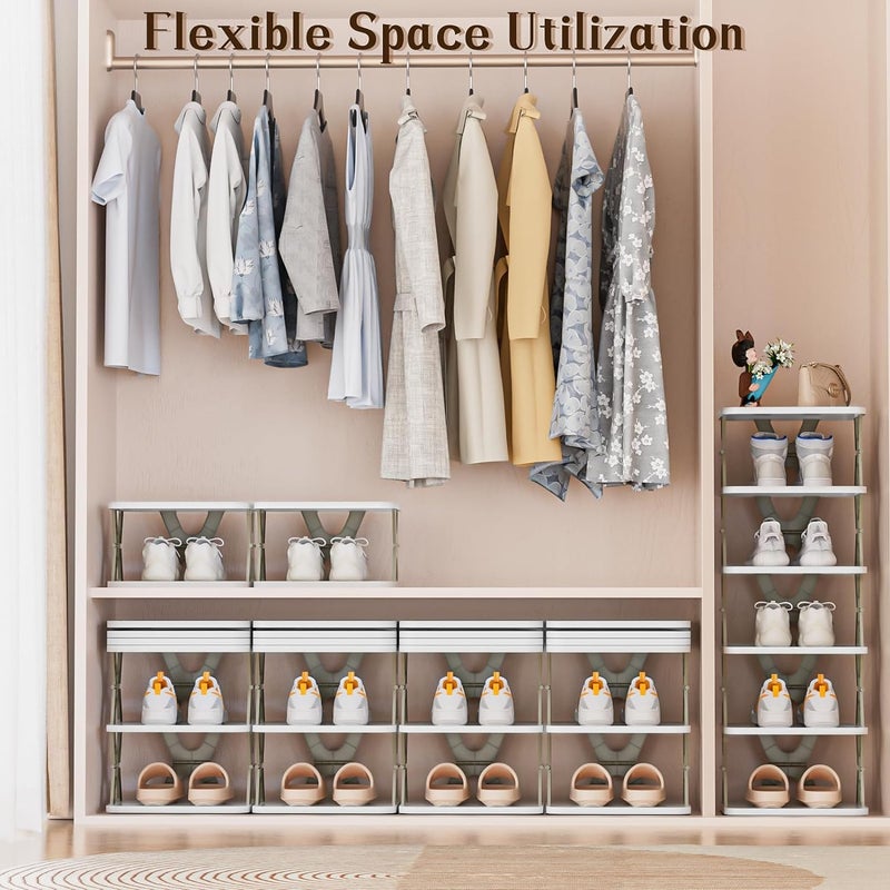 MVM Enterprise 4 Layer Shoes Stand Plastic Adjustable Shoe Rack Folding Shoe Rack Easy Assembly and Stable in Structure Corner Storage Cabinet for Saving Space Multicolor - Image 4