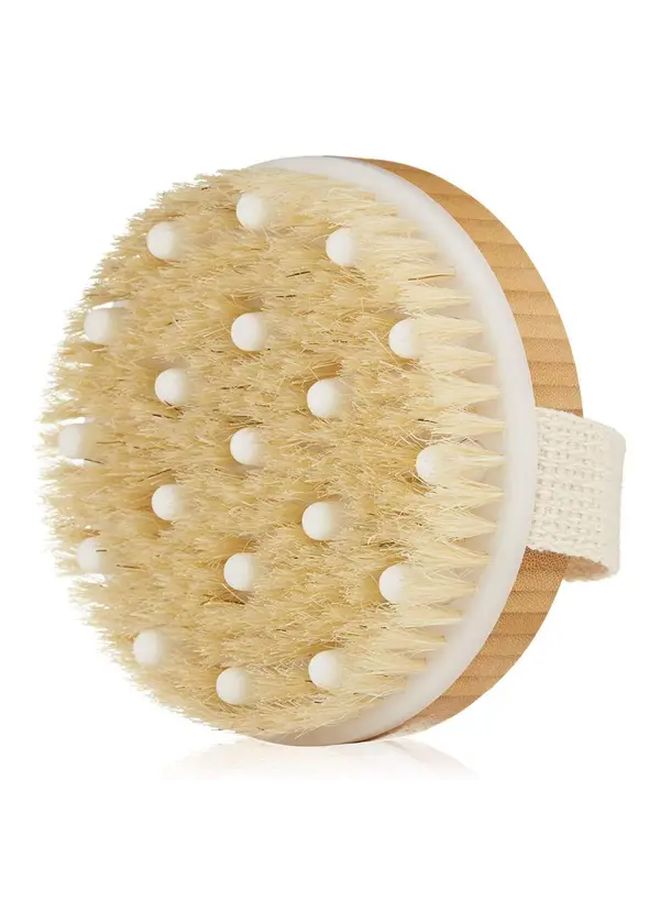 Natural Wooden Bath Brush With Soft Massage Nodes Exfoliating And Body Scrub 1pc - Image 1