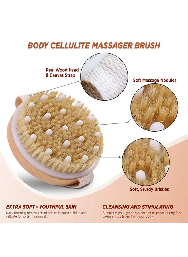 Natural Wooden Bath Brush With Soft Massage Nodes Exfoliating And Body Scrub 1pc - Image 2