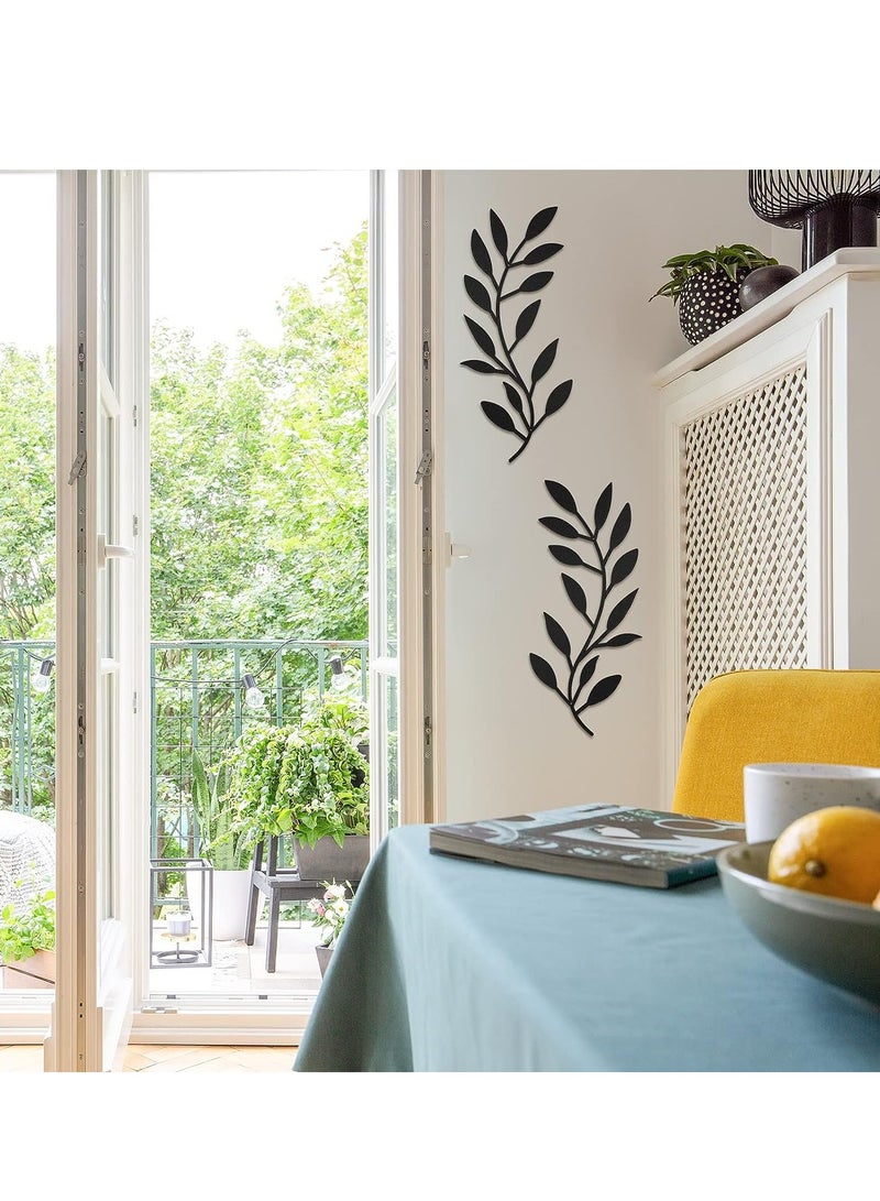 SYOSI 1Pair Metal Tree Leaf Wall Decor Vine Olive Branch Leaf Wall Art Wrought Iron Scroll Above The Bed, Living Room, Outdoor Decoration Black  - Image 4