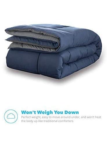 Jaipur Linen Jaipur Linen All Season Microfiber Reversable DuvetAC ComforterQuilt Navy Blue Grey Single Size 60 Inch x 90 Inch  - Image 3