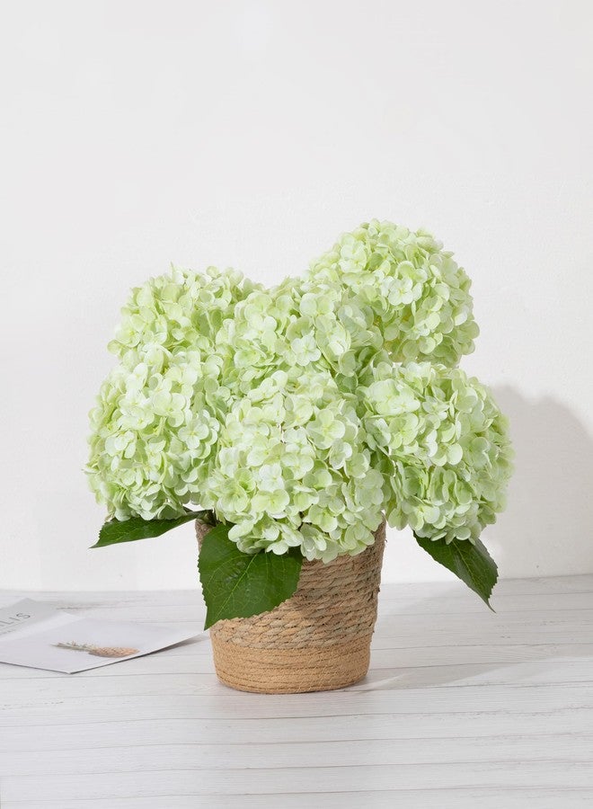 DuHouse 3Pcs Large Hydrangea Artificial Flowers,20 inch Latex Real Touch Hydrangeas Lifelike Hydrangea Flower for Home Wedding Bouquets Centerpieces Party Living Room Decoration(Light Green) - Image 3