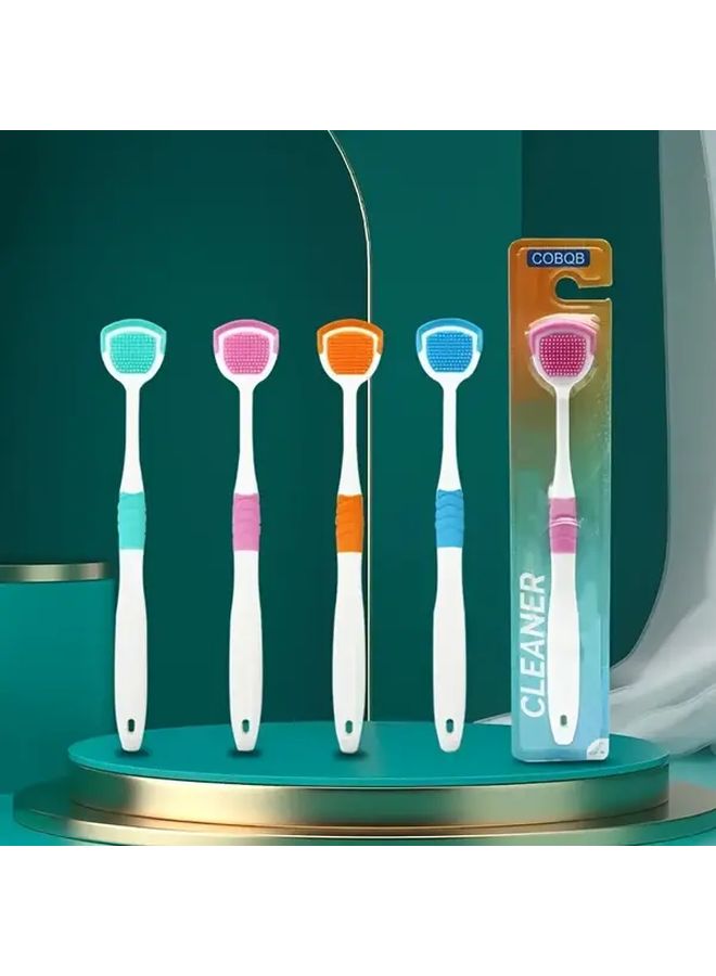 Surprised Two Gentle Tongue Coating Cleaning Brush Soft Silicone Bristles Effectively Remove Plaque Fresh Breath Oral Care - Image 3