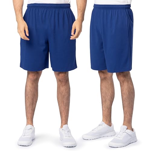 Fruit of the Loom Men's Eversoft Cotton Shorts with Pockets (S-4XL), 2 Pack-Blue, X-Large - Image 1