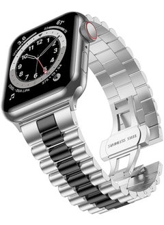 Replacement Band Compatible with Apple Watch 45mm Stainless Steel Solid Strap Metal Bracelet for Apple Watch Series 7/