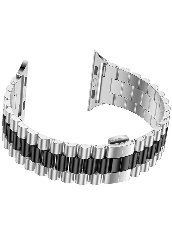 ELTRAZONE - Replacement Band Compatible with Apple Watch 45mm Stainless Steel Solid Strap Metal Bracelet for Apple Watch Series 7/ - Image 1