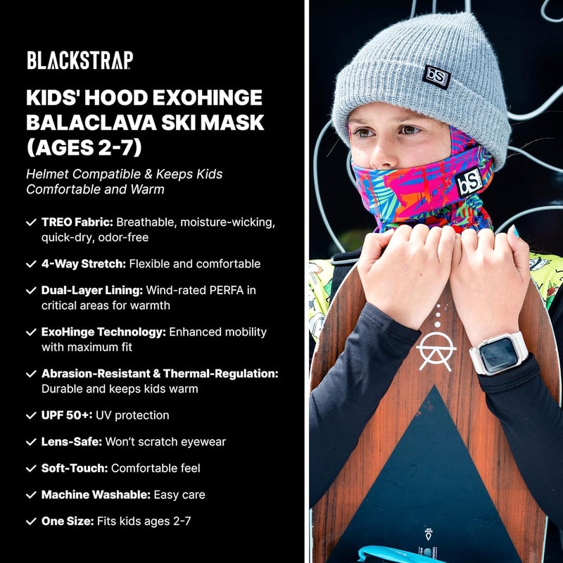 BLACKSTRAP Kids' Hood ExoHinge Balaclava Ski Mask, Helmet Compatible, Keeps Kids Comfortable and Warm - Image 2