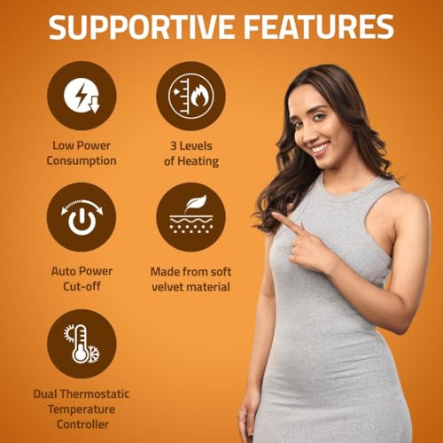 MEDTECH Orthopaedic Electric Heating Pad | Heat Belt with Temperature Controller | Pain Relief Heating Belt for Lower Back, Knee, Shoulder, Cramps, & Neck | Heat Pad Back Pain Relief | Regular,Black - Image 4