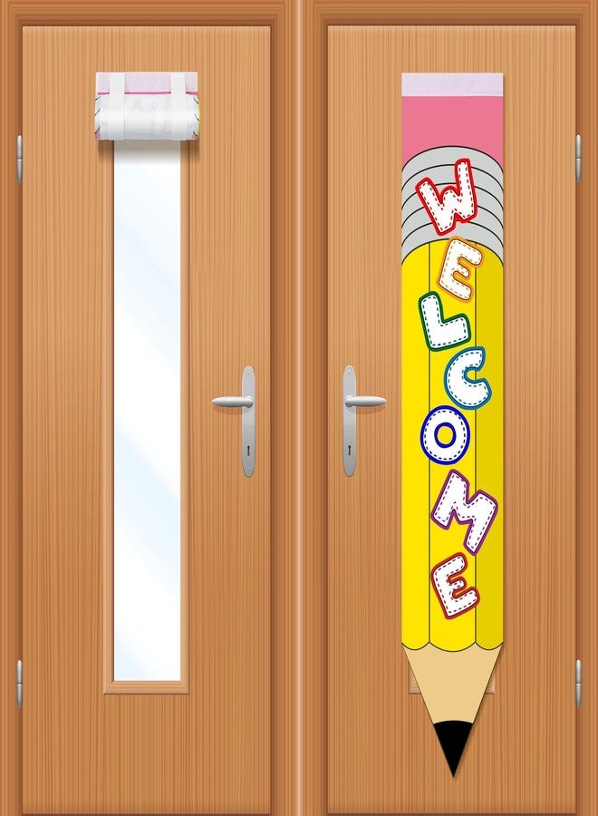 Mindsoft غطاء نافذة باب الفصل الدراسي من قطعتين من Mindsoft، ستارة معتمة، غطاء نافذة الفصل الدراسي، ديكور العودة إلى المدرسة، ديكور شرفة المدرسة، ديكور غرفة المكتب - Image 1