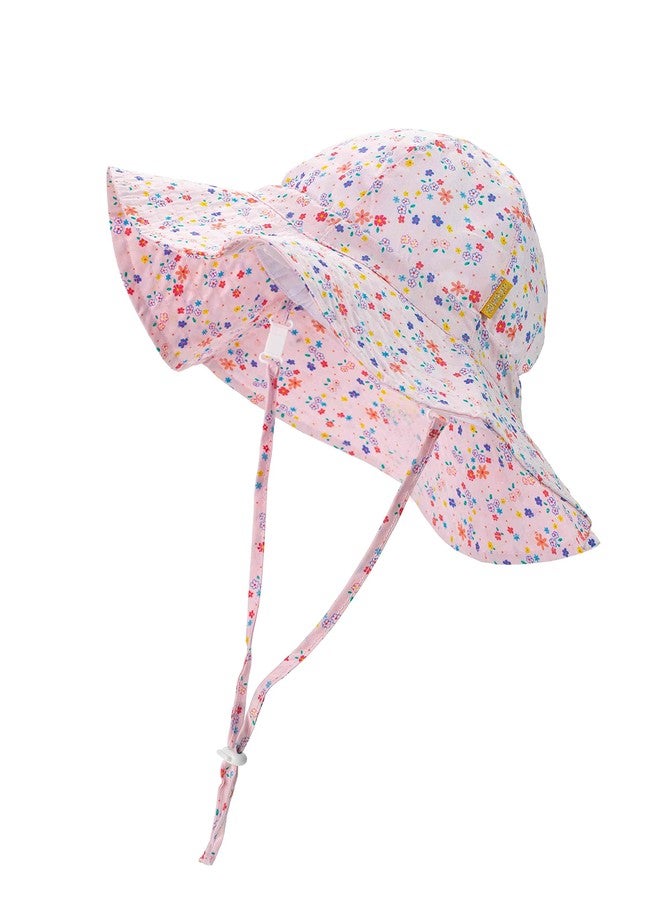 DASMINI Baby Girl Colorful Flower Sun Hat Wide Brim Adjustable UPF50+ Outdoor Beach Protection Cap for Infant Toddler Kids 6-24M - Image 1