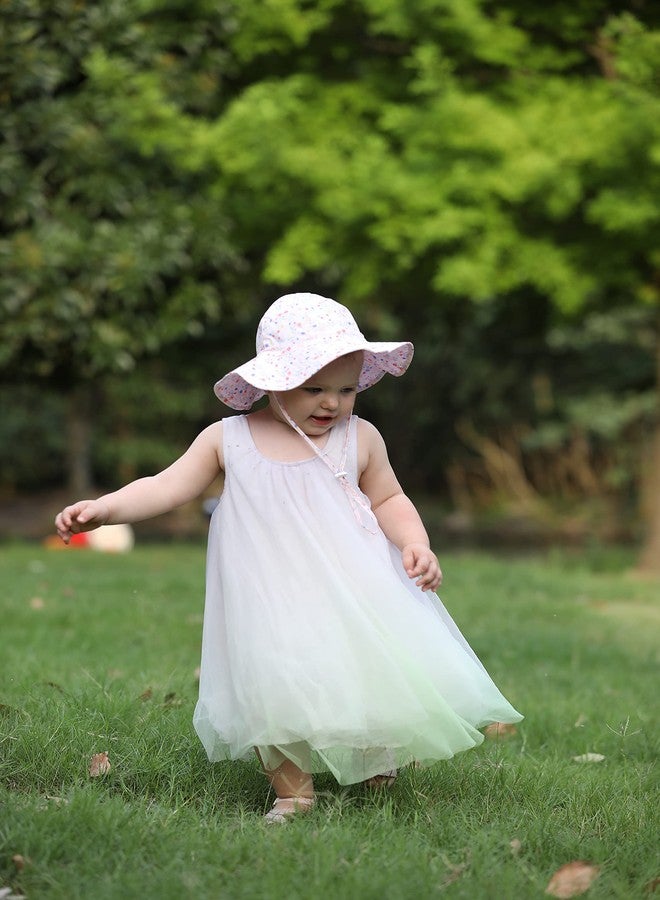 DASMINI Baby Girl Colorful Flower Sun Hat Wide Brim Adjustable UPF50+ Outdoor Beach Protection Cap for Infant Toddler Kids 6-24M - Image 5