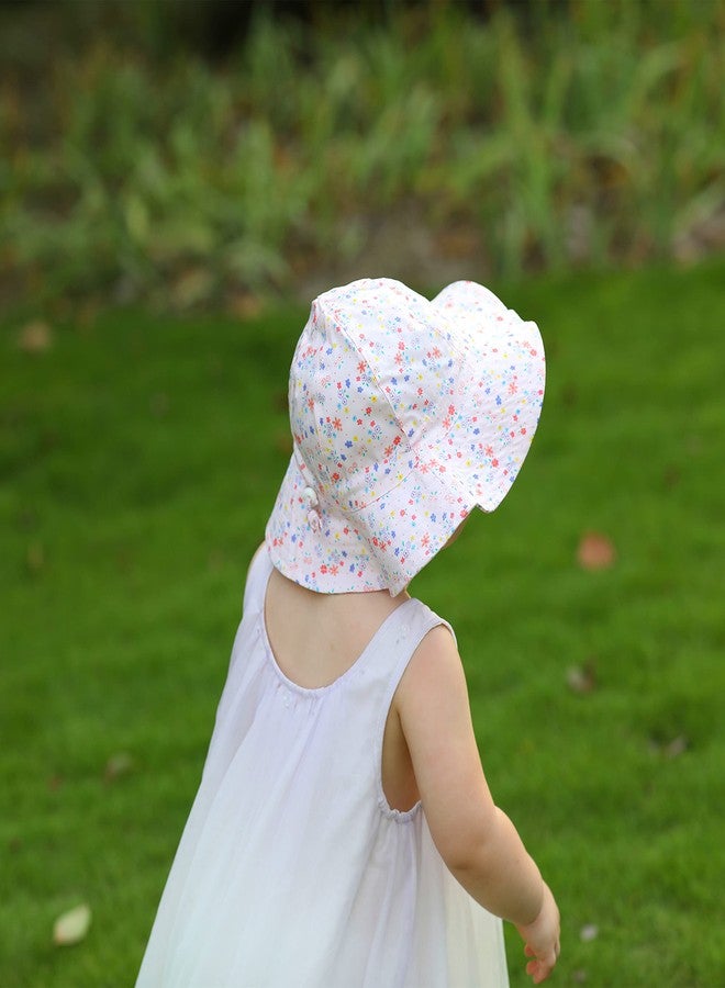 DASMINI Baby Girl Colorful Flower Sun Hat Wide Brim Adjustable UPF50+ Outdoor Beach Protection Cap for Infant Toddler Kids 6-24M - Image 4