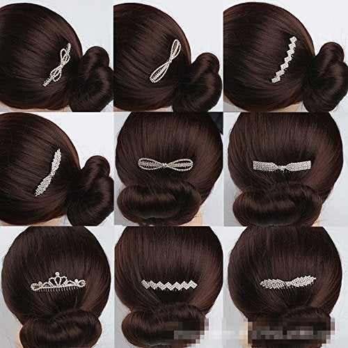LETSP High-grade Alloy Diamond Tiara Comb Hair Accessories Hair Fork 2 pc (E) - Image 4