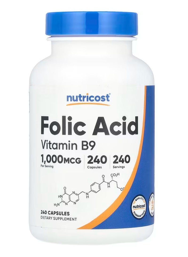 Nutricost Folic Acid, 1,000 mcg, 240 Capsules  - Image 1