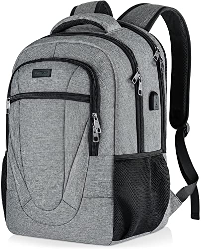 BIKROD Travel Laptop Backpack, Backpacks for School College Teens, Business Anti Theft Slim Sturdy Backpack for Woman and Men with USB Charging Port, Adult Computer Work Backpack for 17 IN Laptop, Grey - Image 1
